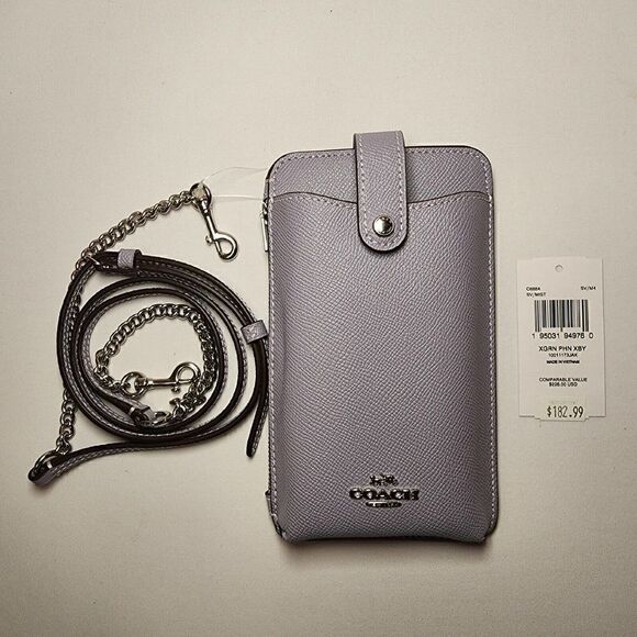 NWT Coach C6884 North/South Phone Crossbody In Crossgrain Mist Purple - Picture 1 of 3